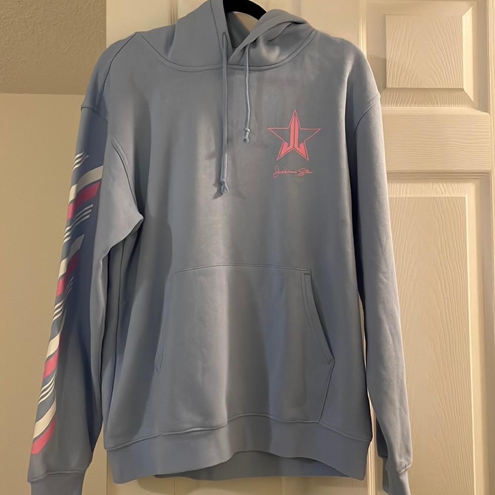 Jeffree Star baby blue hoodie from winter 2020 mystery box